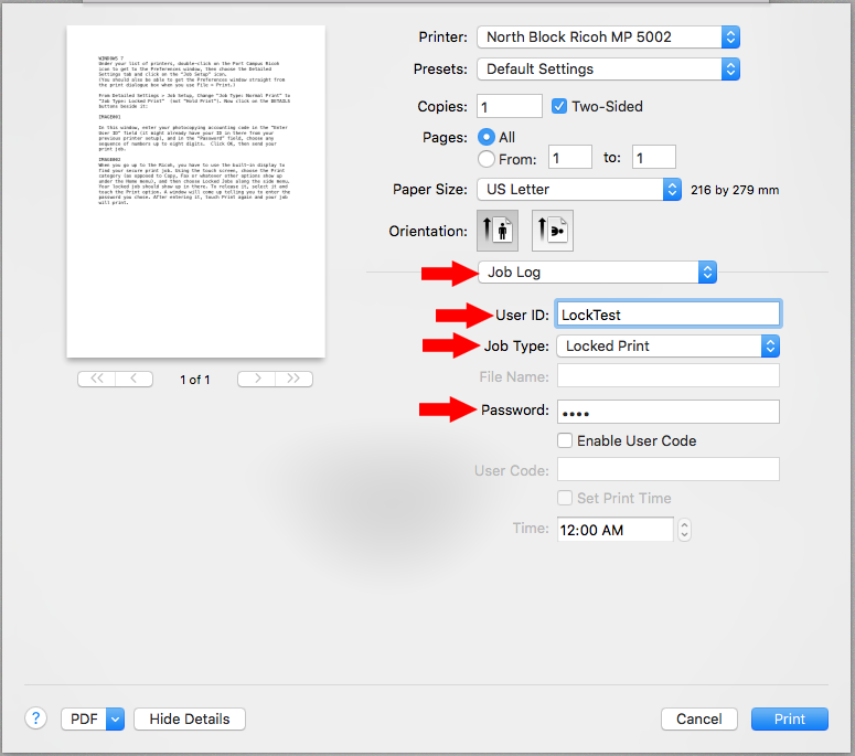 set copy code for ricoh printers on a mac